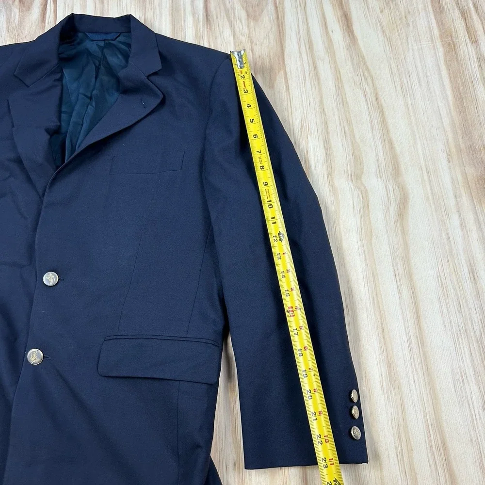 Burberry London Kensington Men 40 Short Navy Blue Wool Solid Blazer‎ Coat